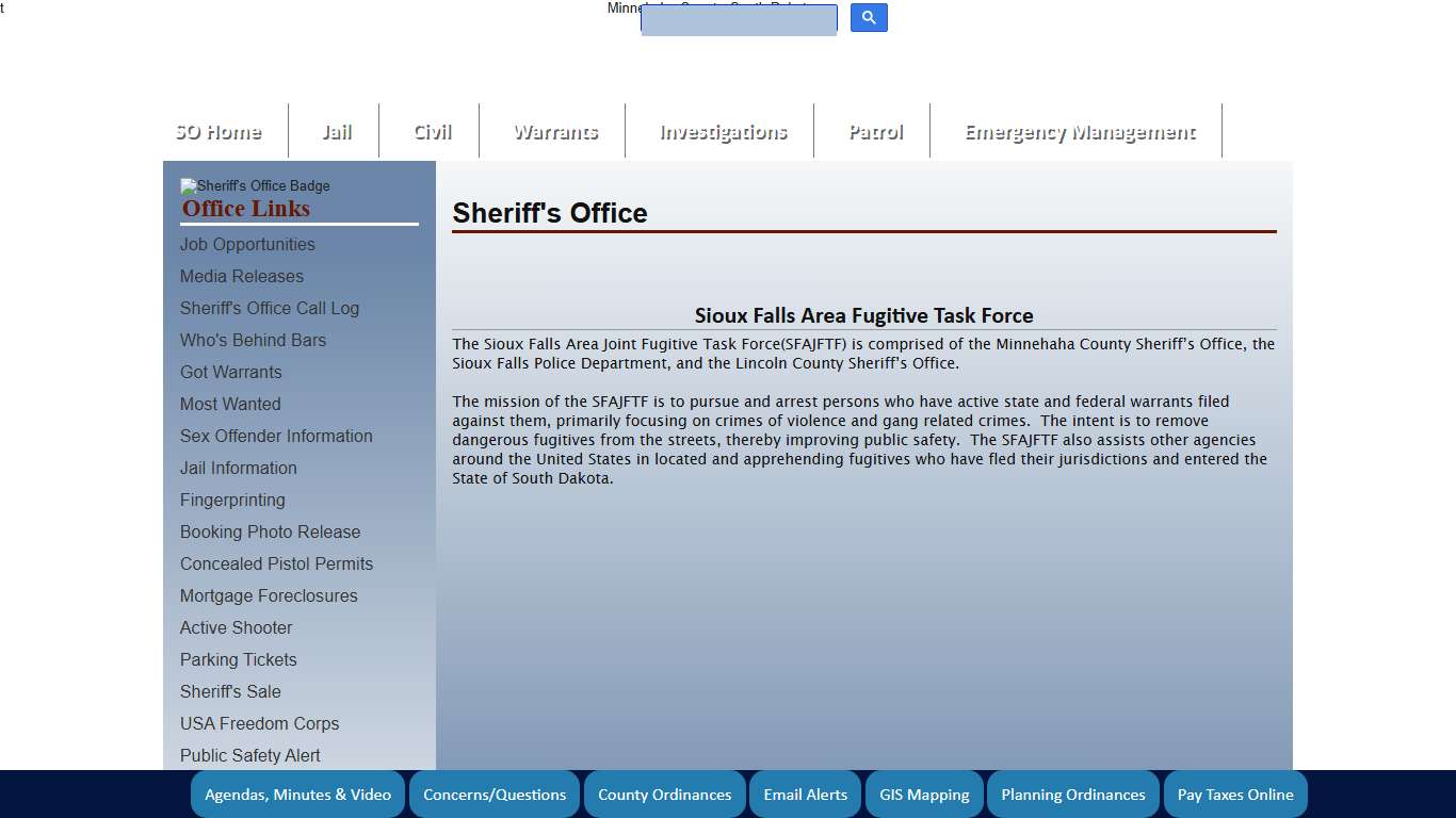 Minnehaha County, South Dakota Official Website - Sheriff's Office - Sioux Falls Area Fugitive Task Force